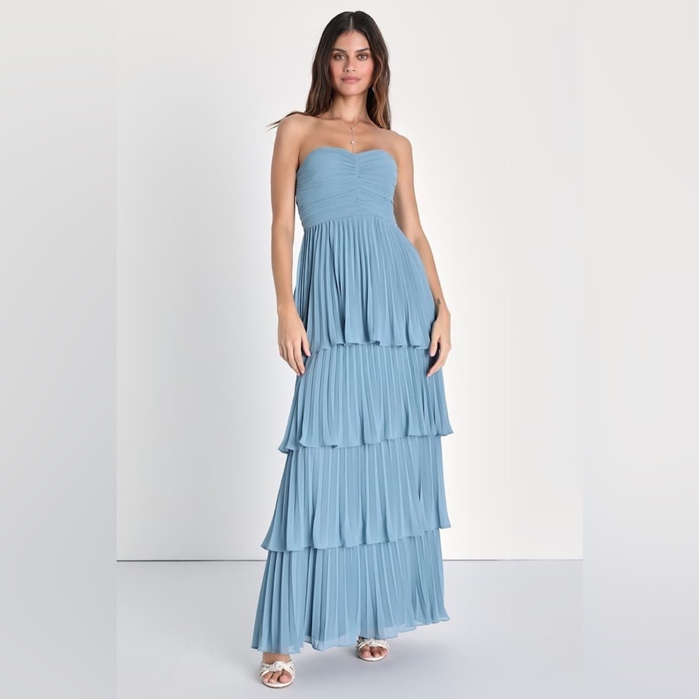 Lulus Seriously Sensational Light Blue Strapless Tiered
Maxi Dress